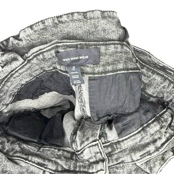 Who What Wear Black Acid Wash Belted Paper Bag High Rise Jeans Size 8 - Picture 3 of 3